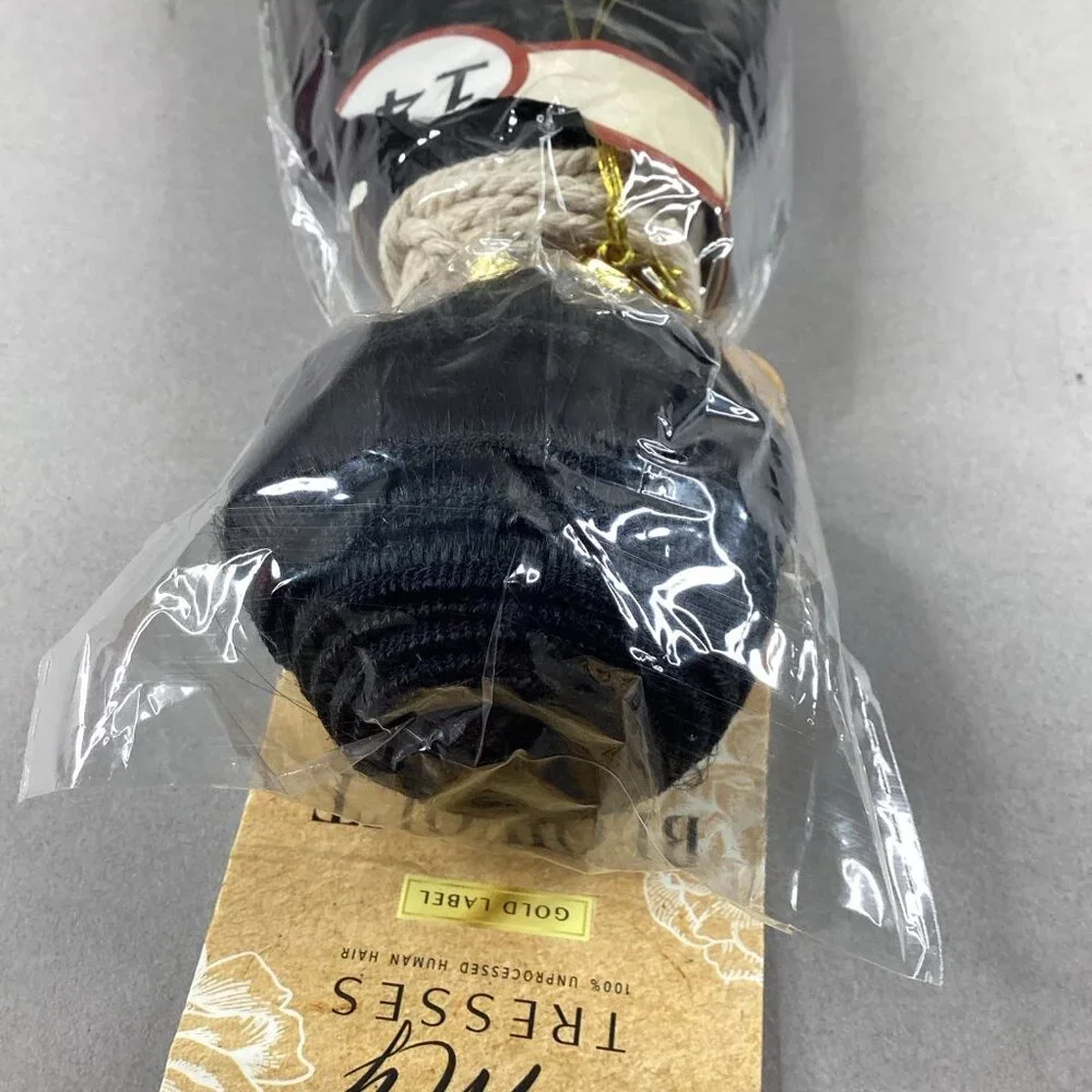 Blowout Relaxed 14” Natural Black 100% Unprocessed Human Hair Extensions - Picture 4 of 5